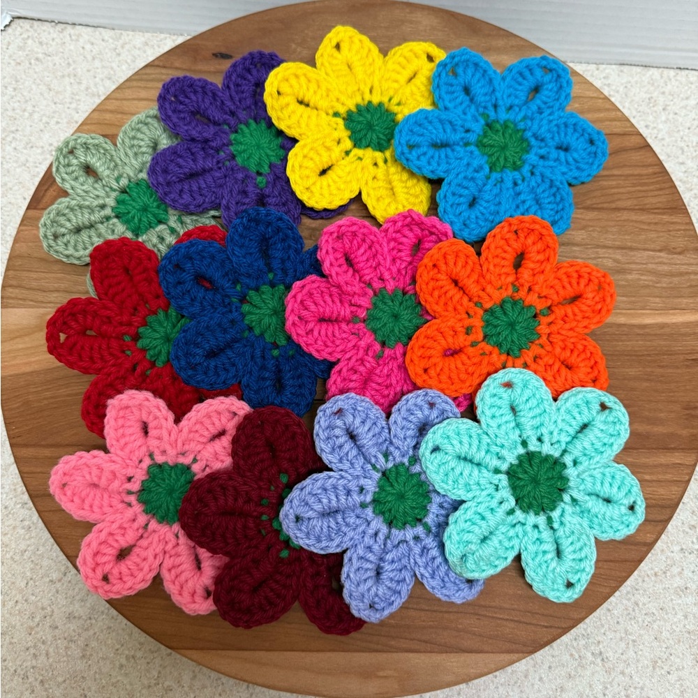 Handmade Colorful Crochet Flower Set of 12